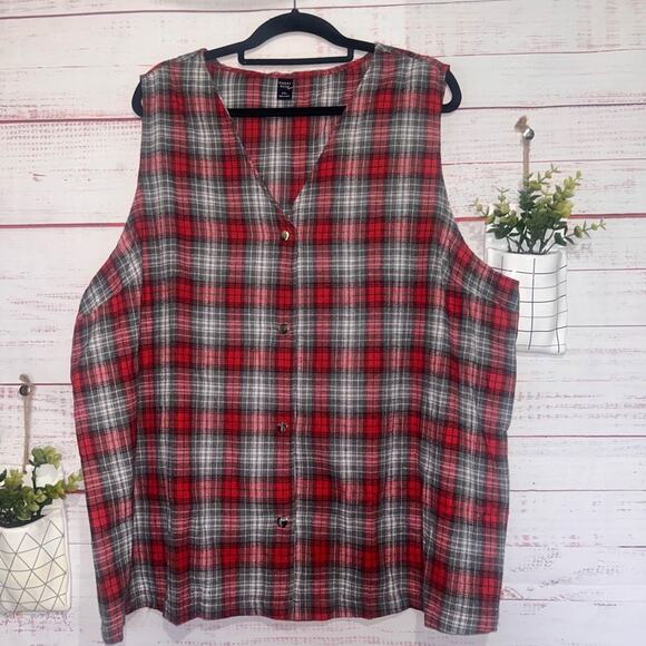 Emory Rose Plaid Button Up Tank | 4X Refer To Listed Measurements - Picture 1 of 3